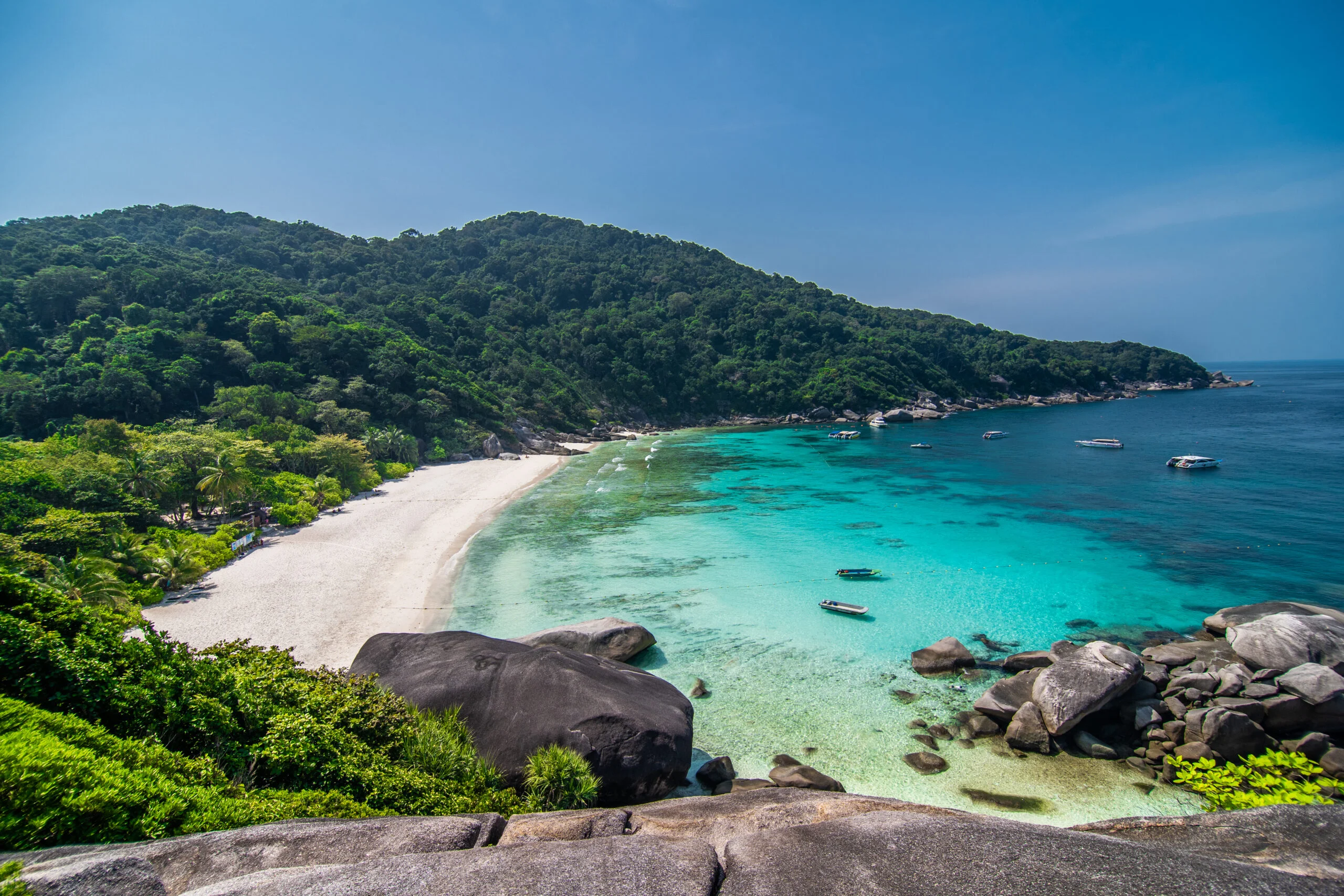 Tropical beach at view point of Similan Islands in Thailand